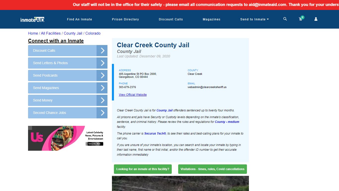 Clear Creek County Jail - Inmate Locator - Georgetown, CO