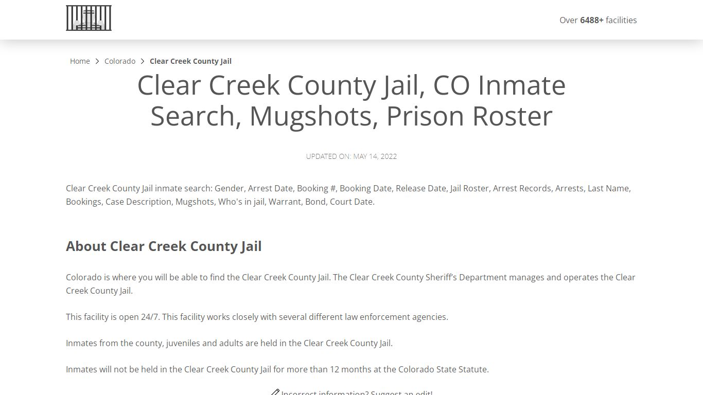 Clear Creek County Jail, CO Inmate Search, Mugshots ...