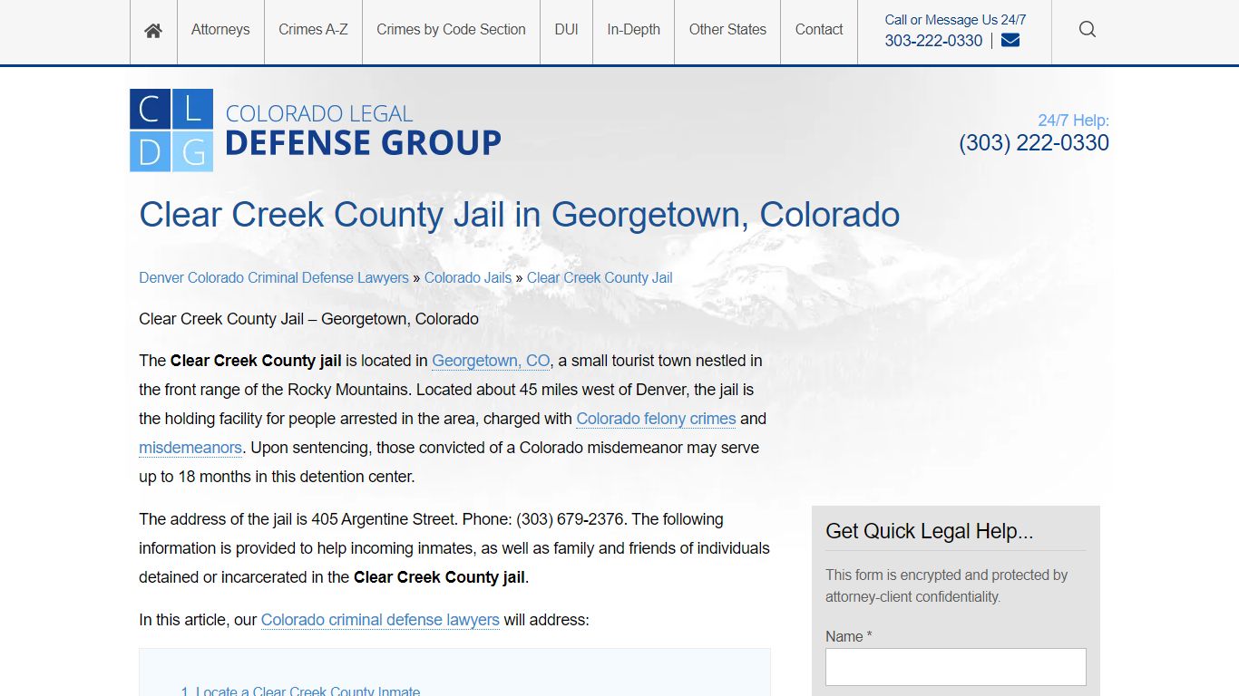 Clear Creek County Jail: Bail, Visiting & Inmate Information