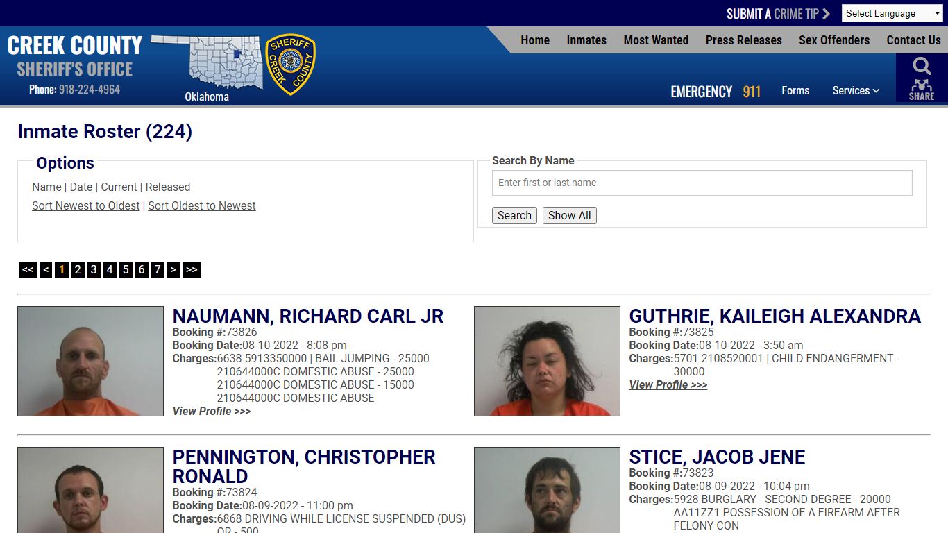 Inmate Roster - Creek County Sheriff